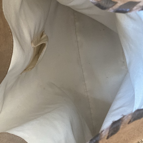 Carla Mancini taupe suede leather trim oversized shoulder bag - Picture 6 of 8